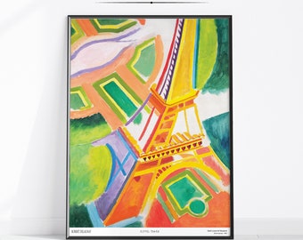 Eiffel Tower Gallery Wall Art Print Mid Century Modern Exhibition Poster Iconic Parisian Landmark Oil Painting Abstract French Artwork#295