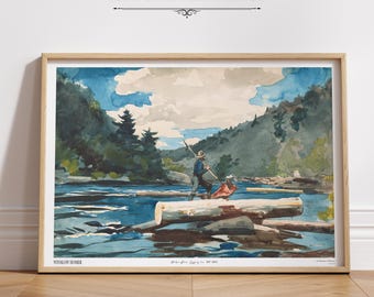 Hudson River Logging Gallery Wall Art Print Vintage Forest Landscape Watercolor Painting Woodlands Poster Aesthetic Living Room Decor#143