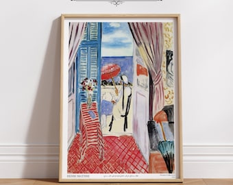 Woman with a Red Umbrella Matisse Gallery Wall Art Print Vintage Still Life Oil Painting Poster Aesthetic Living Room Home Decor|PWA#924