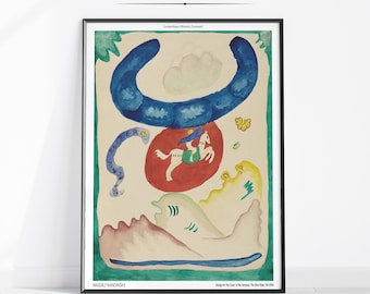 The Blue Rider VIII Kandinsky Wall Art Print Mid Century Modern Minimalist Abstract Painting Bauhaus Poster Aesthetic Living Room Decor#2267