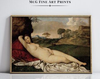 Lámina artística de Venus durmiente, diosa de la mitología griega, decoración de pared para galería, pintura al óleo antigua del Renacimiento, descarga digital /#754