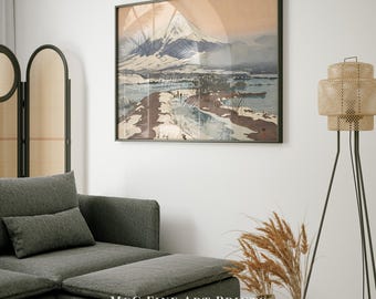 Fuji From Kawaguchi Lake Art Print Japanese Winter Landscape Wall