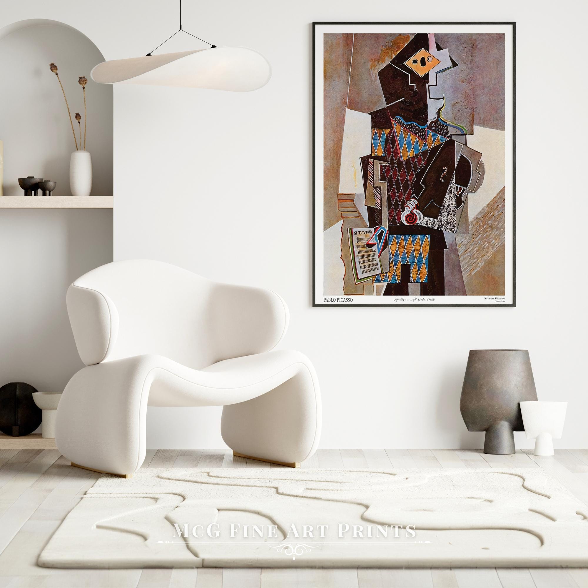 Harlequin With Violin Picasso Gallery Wall Art Print Mid