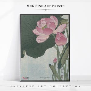 Blooming Lotus Flowers Gallery Wall Art Print Vintage Floral Oil Painting Japan Nature Poster Mid Century Aesthetic Living Room Decor#2713