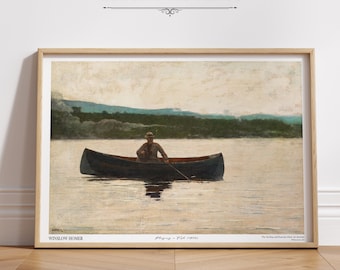 Playing a Fish Gallery Wall Art Print Vintage Nautical Landscape Fishing Poster Mid Century Oil Painting Aesthetic Living Room Decor|PWA#964