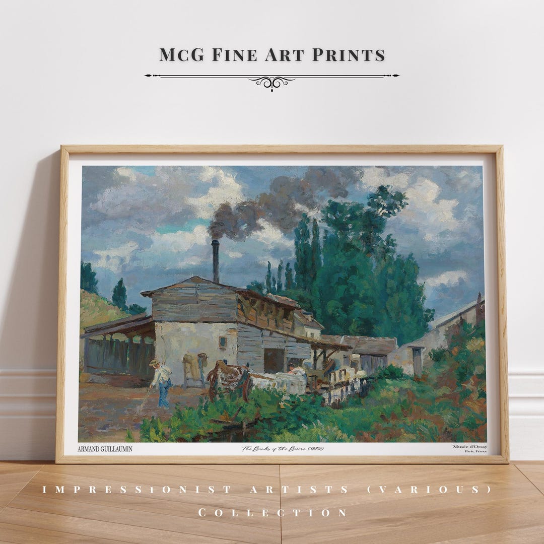 The Banks of the Bievre Gallery Wall Art Print Vintage Riverside Landscape Oil Painting Poster Mid Century Aesthetic Living Room Decor2242 - Etsy Japan