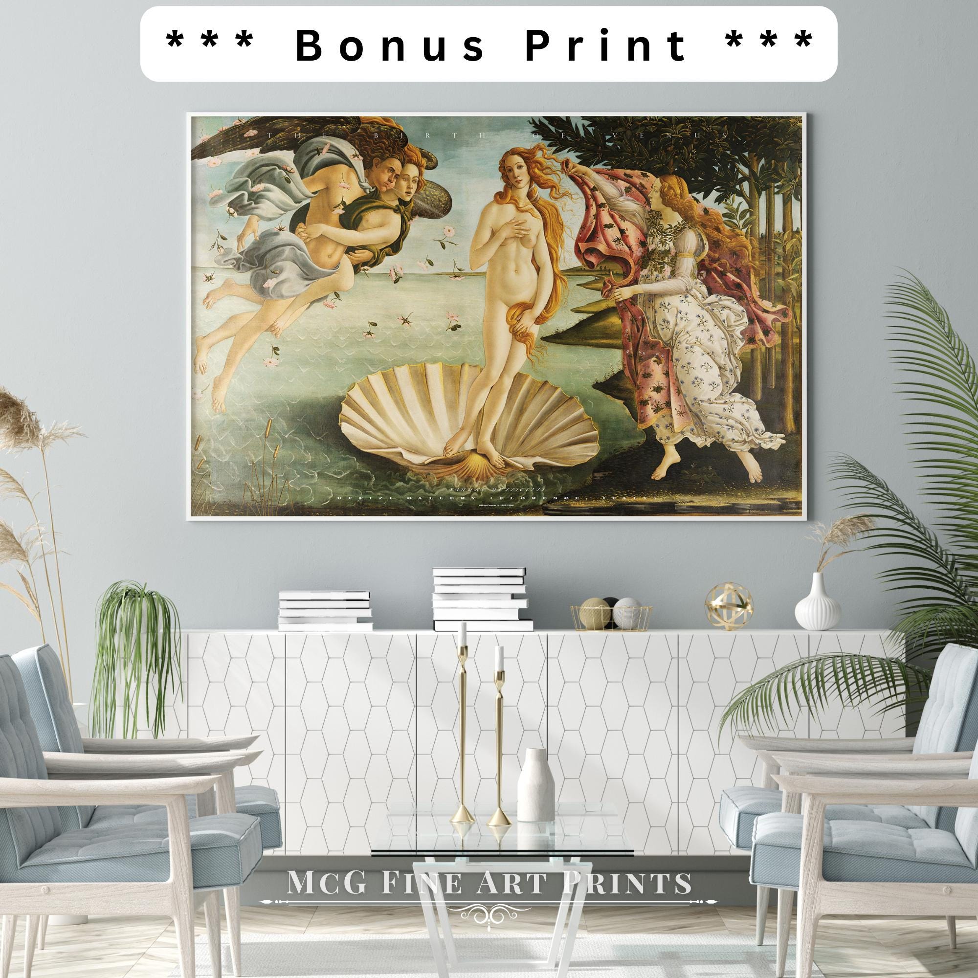 The Birth of Venus Art Print Set of 3 Vintage Wall Decor Antique Greek ...