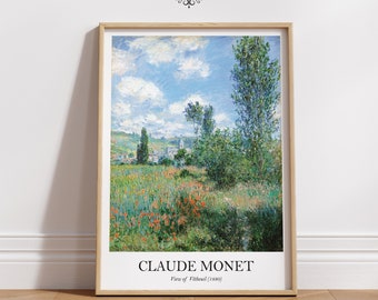 View of Vétheuil Monet Gallery Wall Art Poster Print Vintage Green Landscape Oil Painting Poster Mid Century Aesthetic Living Room Decor#182