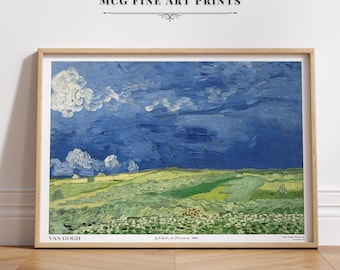 Wheatfield under Thunderclouds Van Gogh Wall Art Print Vintage Landscape Oil Painting French Country Poster Aesthetic Living Room Decor#220