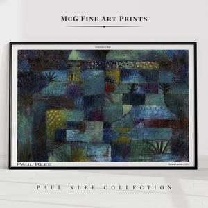 Póster de arte de pared de galería minimalista moderno con impresión de Paul Klee con jardín en terrazas, pintura abstracta de mediados de siglo, decoración estética para sala de estar n.° 1067