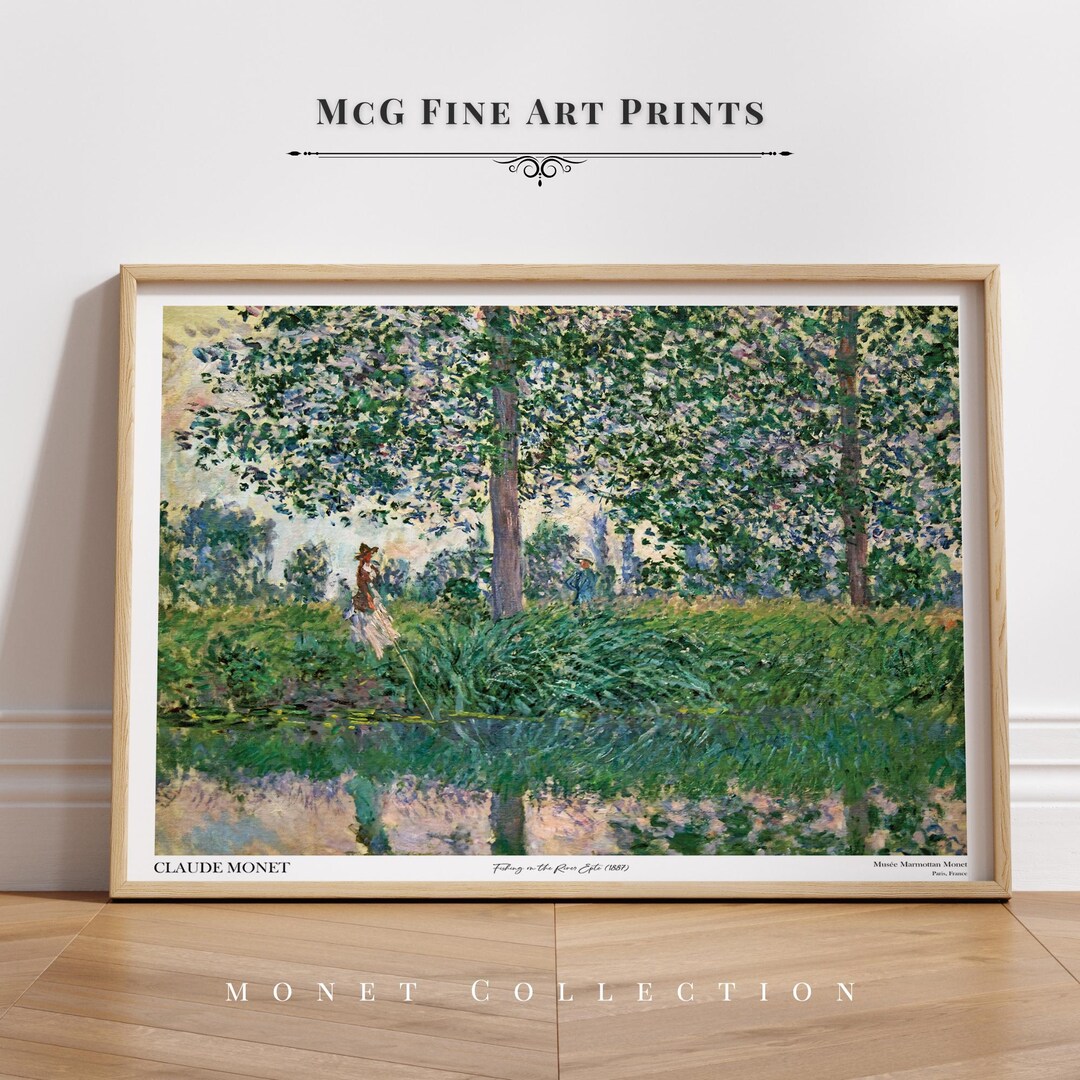 Fishing on the River Epte Monet Gallery Wall Art Print Vintage Forest Landscape Oil Painting Poster Aesthetic Nature Living Room Decor2076 - Etsy Japan