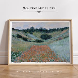 Poppy Field in a Hollow near Giverny Monet Gallery Wall Art Print Vintage Landscape Oil Painting Poster Aesthetic Living Room Home Decor#472