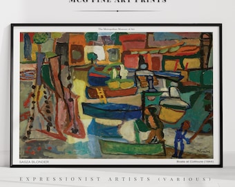 Boats at Collioure Modern Minimalist Gallery Wall Art Print Mid Century Abstract Oil Painting Poster Aesthetic Living Room Decor|PWA#793