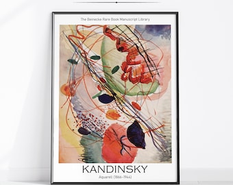 Aquarell Kandinsky Print Mid Century Modern Minimalist Gallery Wall Art Poster Abstract Painting Living Room Aesthetic Home Decor|PWA#055