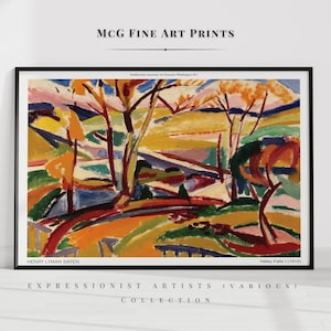 Póster de otoño con diseño de galería minimalista moderna de Valley Falls I, impresión de mediados de siglo, estética de bosque abstracto, decoración de sala de estar, n.° 1254