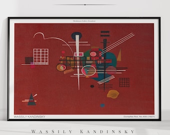 Dull Red Kandinsky Gallery Wall Art Print Modern Minimalist Bauhaus Poster Mid Century Abstract Boho Aesthetic Living Room Home Decor|PWA893