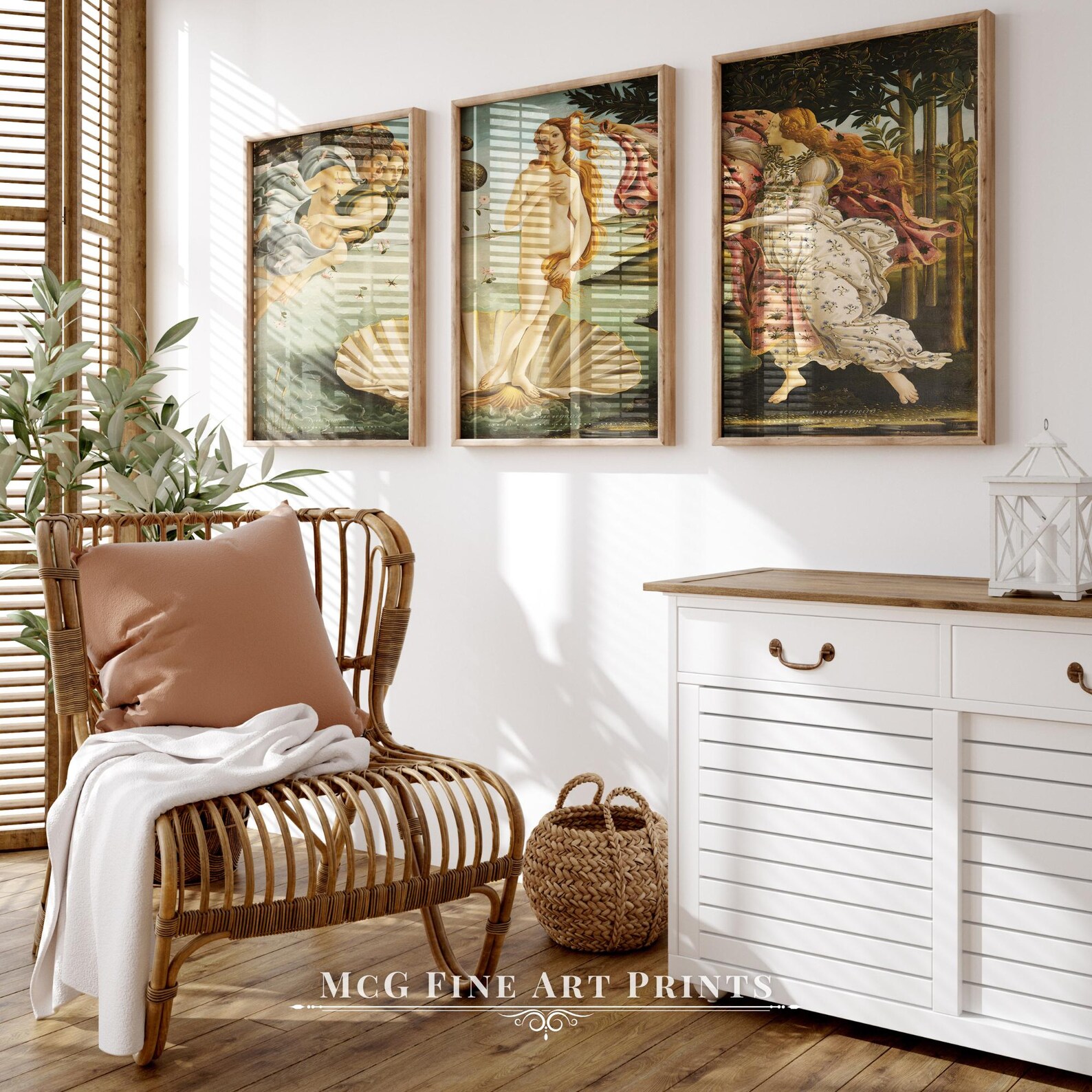 The Birth of Venus Art Print Set of 3 Vintage Wall Decor Antique Greek ...