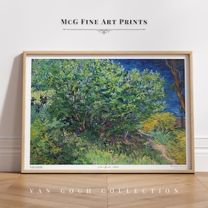 Lilac Bush Van Gogh Gallery Wall Art Print Vintage Floral Landscape Oil Painting Nature Poster Mid Century Aesthetic Living Room Decor#161