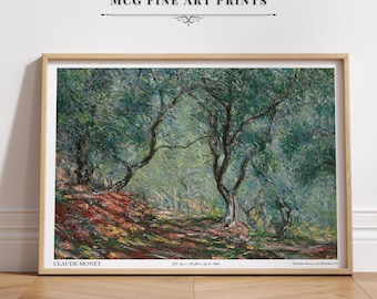 Olive Grove in the Moreno Garden Monet Gallery Wall Art Print Vintage Landscape Oil Painting Mid Century Aesthetic Living Room Decor#1743