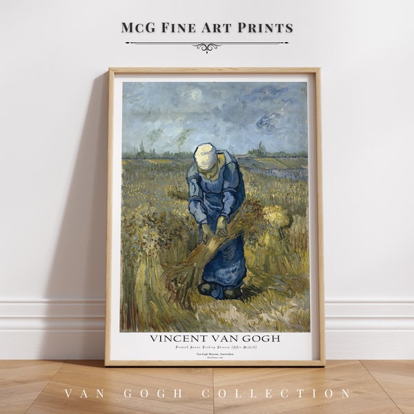 Peasant Woman Binding Sheaves Van Gogh Gallery Wall Art Print Vintage Country Landscape Oil Painting Art Aesthetic Living Room Decor|PWA#580