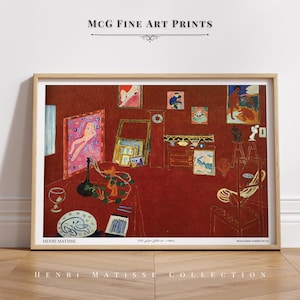The Red Studio Matisse Gallery Wall Art Print Vintage Estética Sala de estar Decoração de casa Pintura a óleo abstrata moderna de meados do século Pôster #807