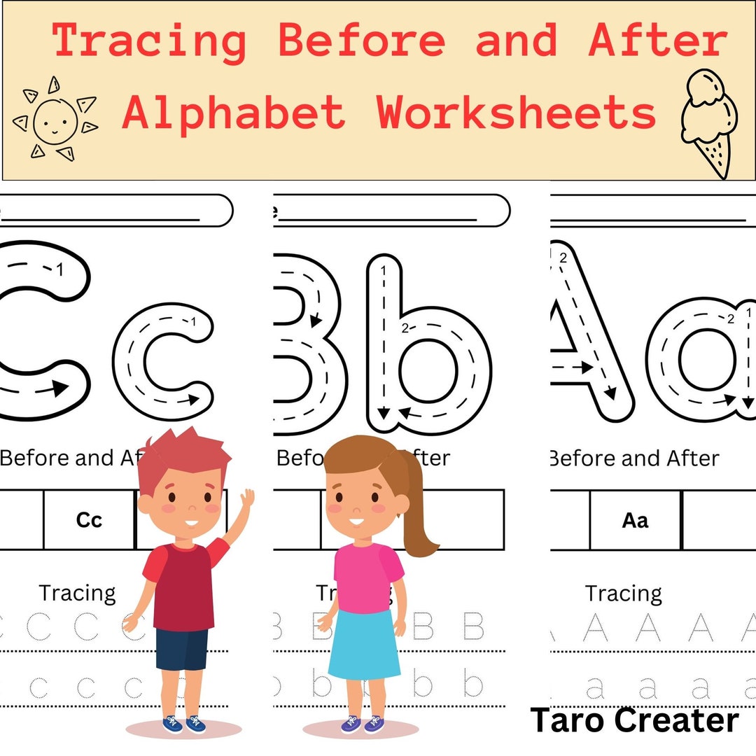 Alphabet Worksheets Tracing Before and After the Letter Activities