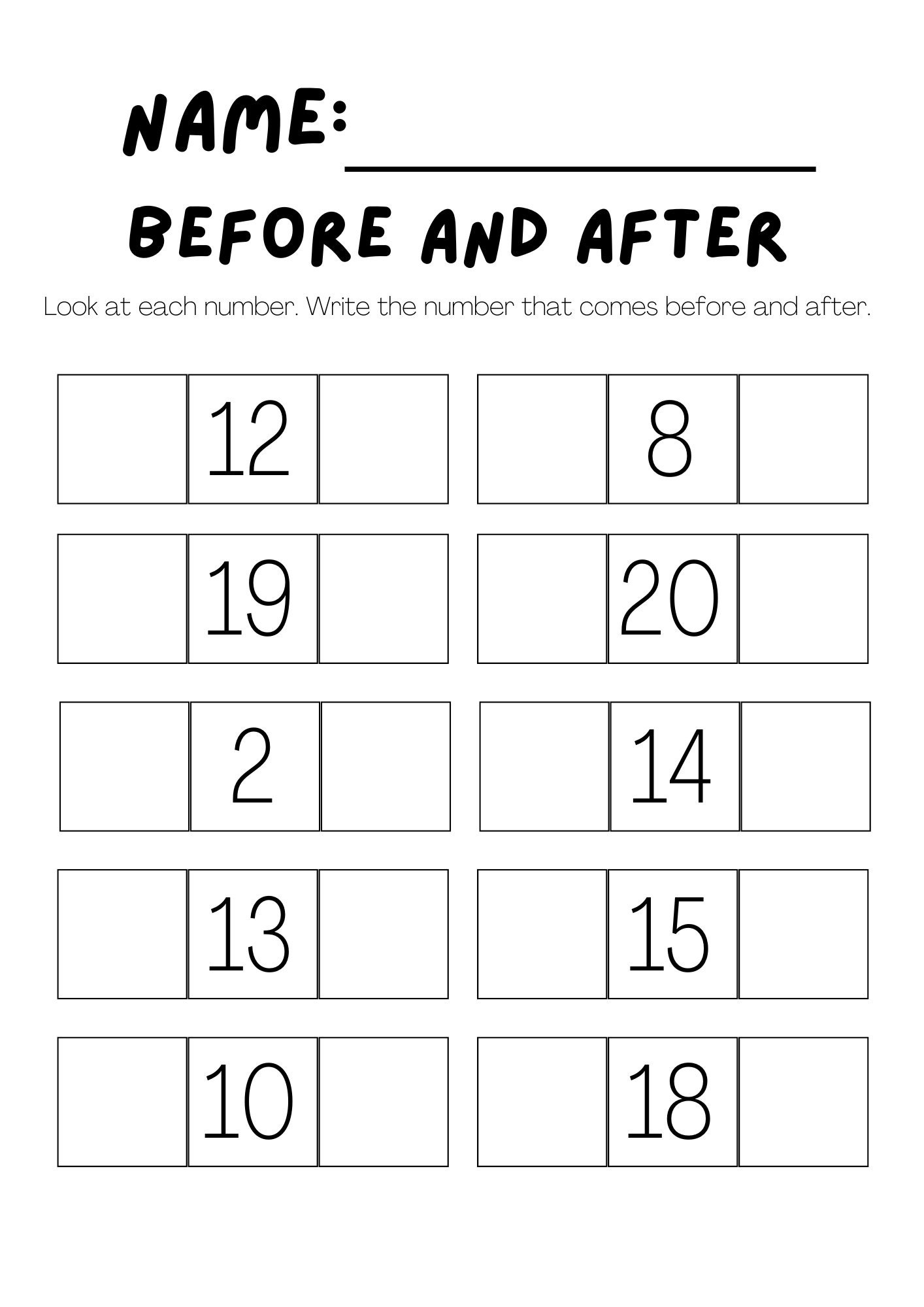 Math Worksheets Number Before and After Math Game Homeschool Math Worksheets Number Before and After Math Game Homeschool