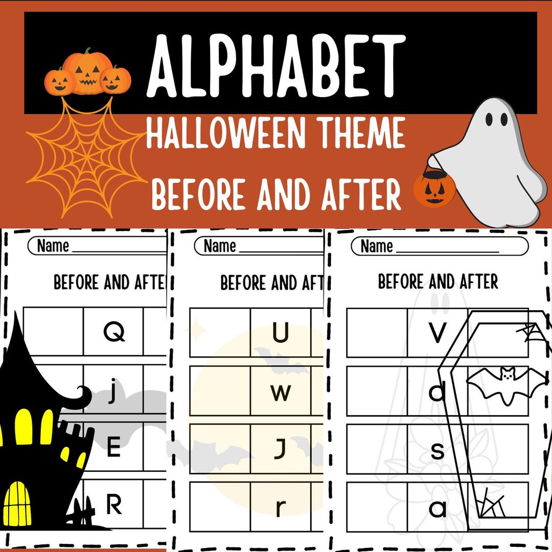 Alphabet Halloween Theme Worksheets - Printable - Before and After ...