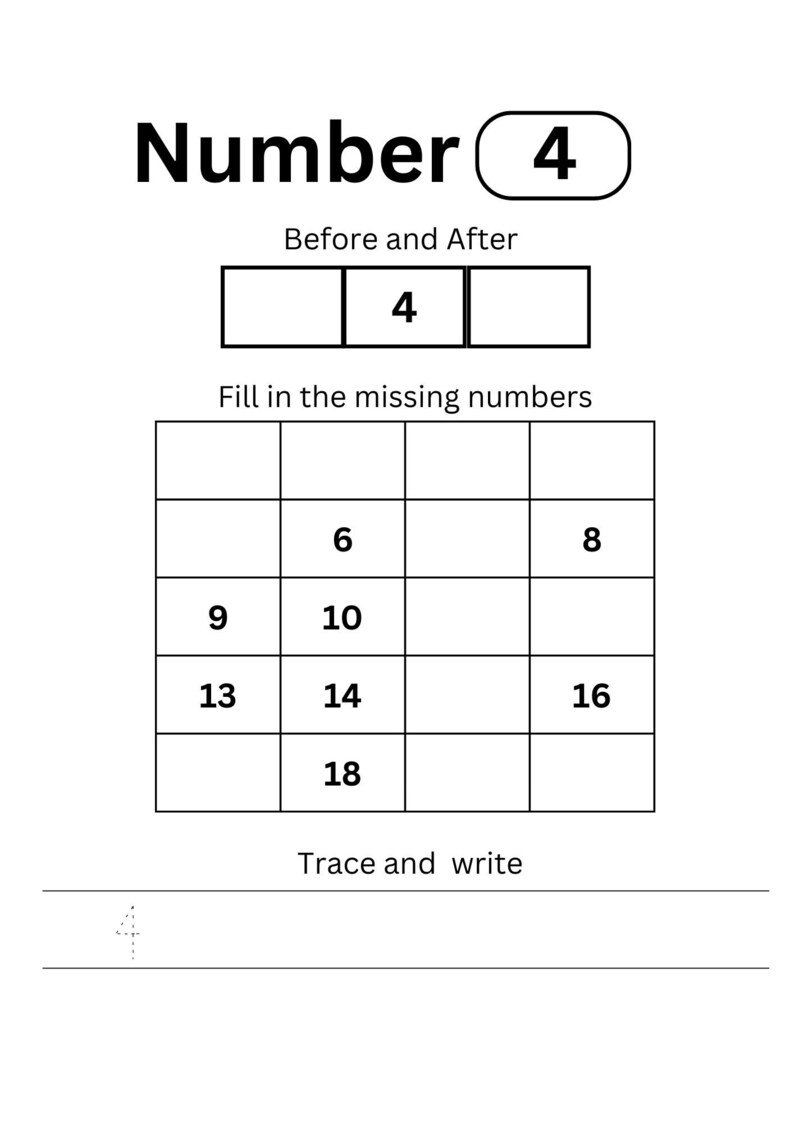 Previous Number Math Worksheet Numbers Worksheet: Math Game, Tracing, Find, Before and After- Numbers ...