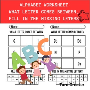 Hoja de trabajo del alfabeto, Qué letra se encuentra en el medio, Completa las letras que faltan, Educación en el hogar, Profesor, Niños, Letras, Jardín de infancia, Práctica