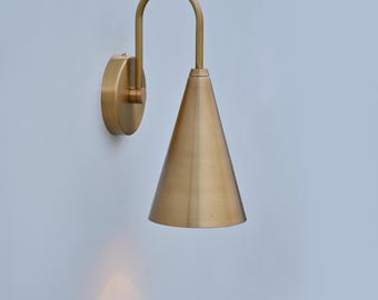 Handmade Mid-Century Brass Swing Arm Sconce: Boho Wall Light