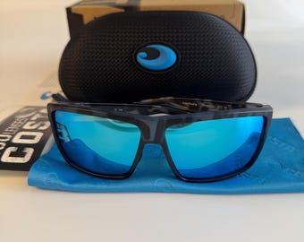 Costa Del Mar Rinconcito Polarized Sunglasses Deep Water Blue Camo Frame Blue Mirror Polarized Lenses Mens Sport Glasses Outdoor With Case