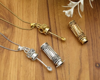 Secret Box Locket with Crystal Ishvara Pendant, Golden Bottle & Brass Spoon Charms jewellery for women and men