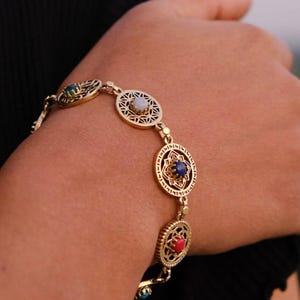 Gold Plated Chakra Bracelet Handmade Meditation & Yoga Jewelry 7 Colors Precious Stone Chakra Bracelet Holistic Healing Jewelry for Wellness