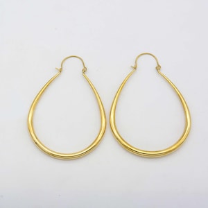 Gold Plated Brass Hoop Earrings Minimalist Everyday Jewelry Brass Dangle Earrings Handmade Boho Jewelry for Women Unique Statement Jewelry.