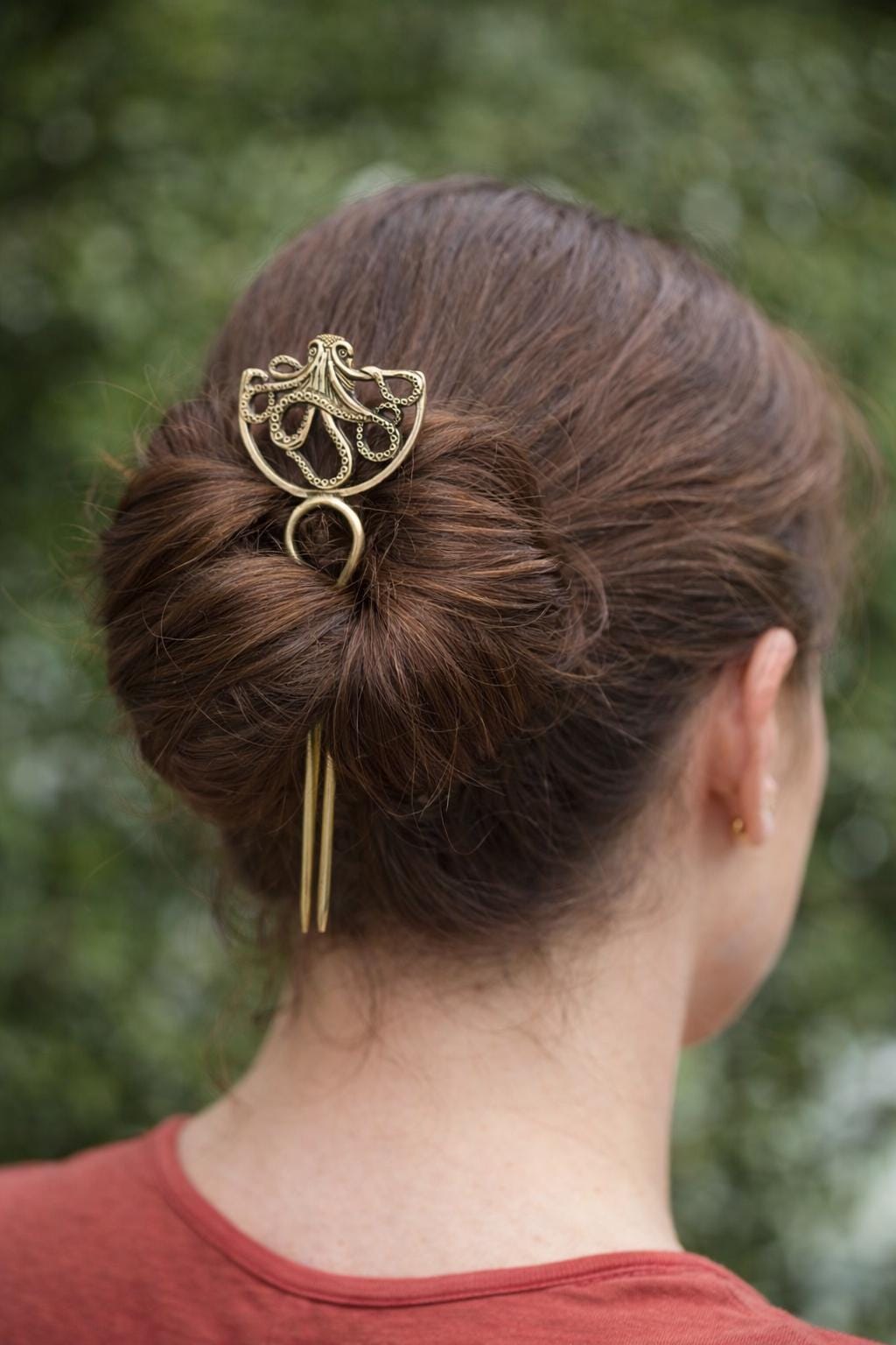Vintage Brass Hair Pin Bun Holder Boho Stick Minimalist Accessory
