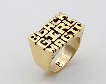 Black Girl Magic aangepaste naam Messing ring Handgemaakte gepersonaliseerde sieraden voor unisex Afrocentric.