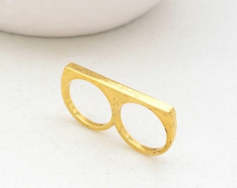 Double finger brass bohemian two finger ring for women, statement beautiful piece of jewellery