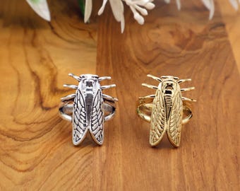 Vintage verstelbare insectenring cicade sieraden boho gotisch stijlvol natuur geïnspireerd cadeau