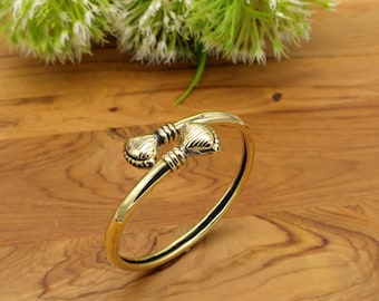 Handgemaakte messing schelp manchetarmband verstelbaar goudkleurig Boho statement armband sieraden vrouwen cadeau