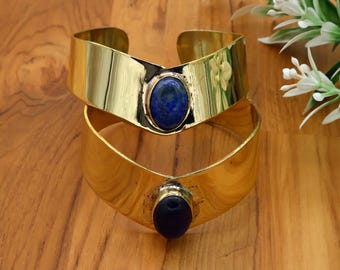 Bracelet manchette fait main avec pierre améthyste – Bijoux bohème réglables pour femme