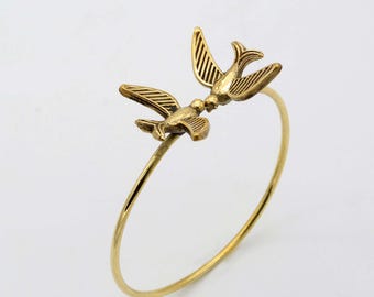 Handmade Bird Cuff tribal brass bangle, Nature Inspired Boho bracelet Jewelry