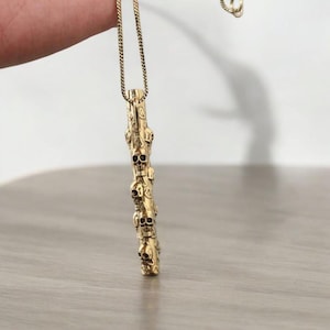Handmade Skull Straw Pendant Edgy Brass Jewelry for Men & Women Steampunk Skull Brass Pendant Jewelry  Bohemian Antique Skull Tube Pendant.