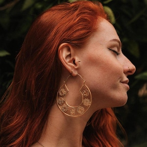 Pendientes colgantes de latón indio chapados en oro con diseño de los siete chakras, joyería bohemia para mujer.