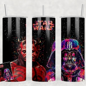 StarWars Tumbler Wrap Darth Vader Darth Maul 20oz Skinny Tumbler 20 oz Tumbler Png Sublimation Design Template PNG File V3