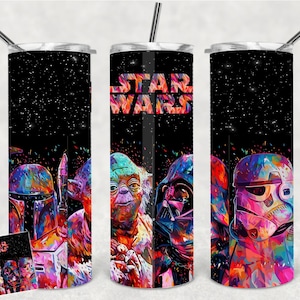 StarWars Tumbler Wrap Darth Vader Jedi Mandalor 20oz Skinny Tumbler 20 oz Tumbler Png Sublimation Design Template PNG File V9