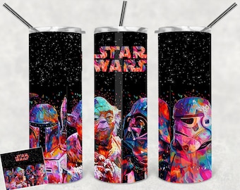 StarWars Tumbler Wrap Darth Vader Jedi Mandalor 20oz Skinny Tumbler 20 oz Tumbler Png Sublimation Design Template PNG File V9