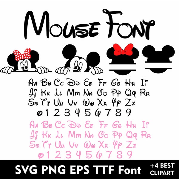 Mause Font SVG Mause Pink or Black Font Mause Alphabet Best Clipart Monogram Mause Split Mause Peeking Svg Png Eps TTF font