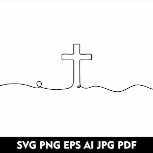 Korslinje SVG Jesuskors Handritad kors kristen Svg Cirkussilhuett T-shirtdesign Svg Png Eps Jpg Pdf Ai
