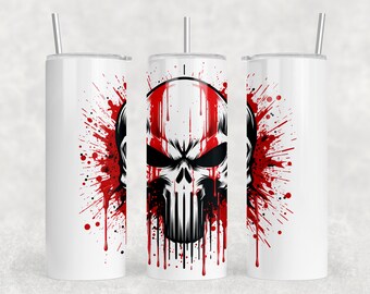 Skull Punisher PNG-design Sublimeringsmugg T-shirtdesign med hög upplösning Transparent bakgrund PNG